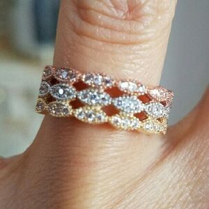 New 14k Solid Real  3 color Wedding Band